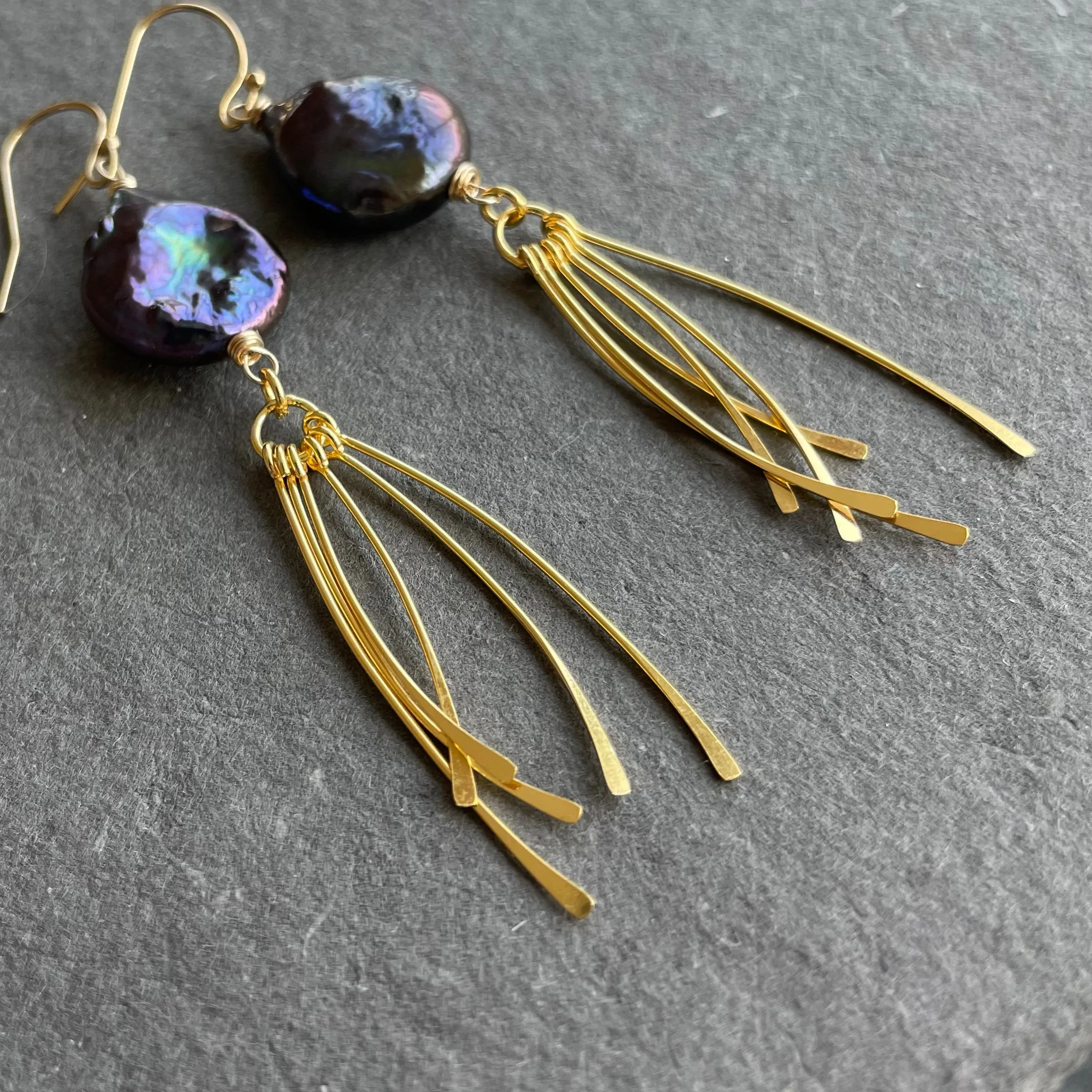 Freshwater Peacock Pearl Tassel Earrings