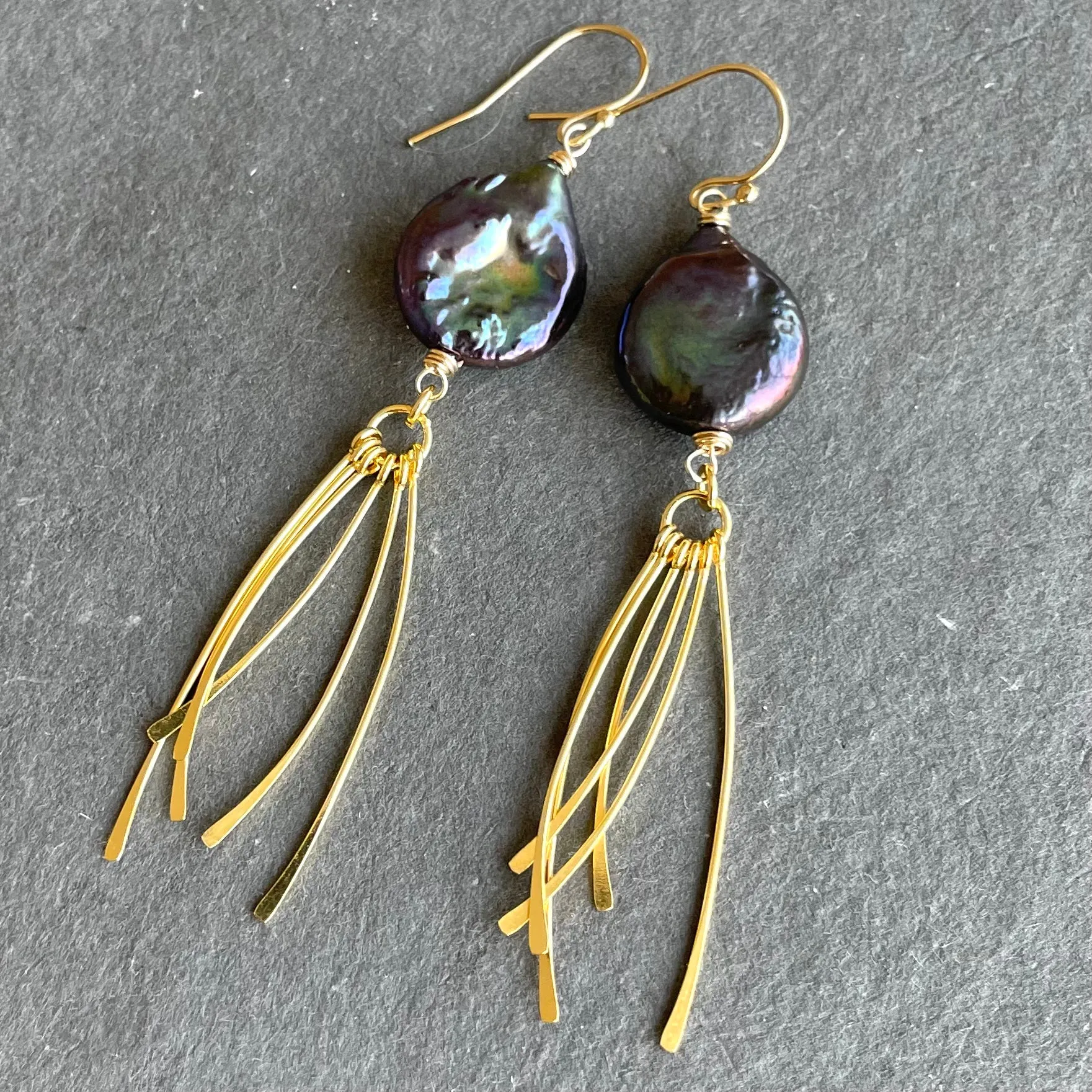 Freshwater Peacock Pearl Tassel Earrings