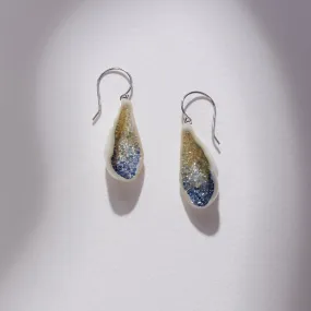 Freshwater Souffle Pearl Geode Dangle Earrings with Blue Sapphire Ombre