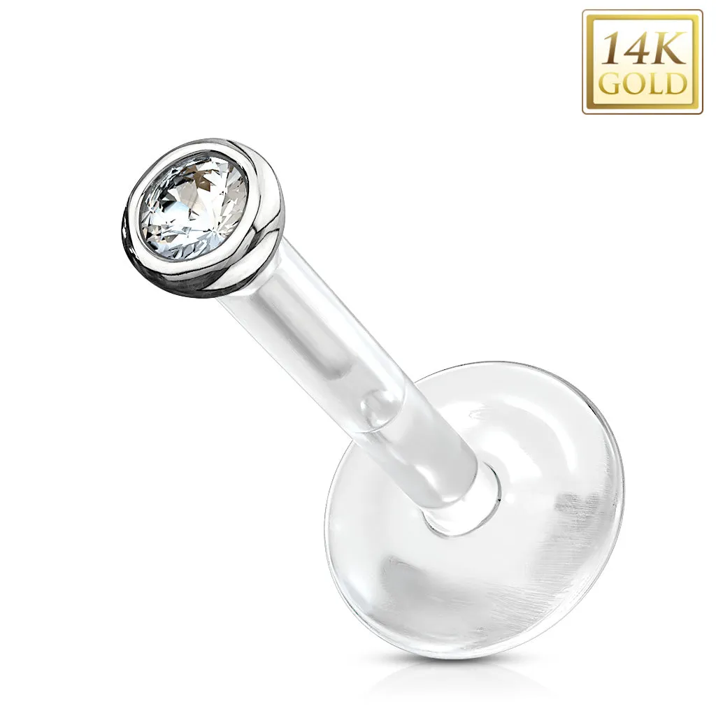 Gemball CZ 14 Karat Solid Yellow Gold top with PTFE Flex Shaft WildKlass Labret/Monroe