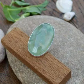 Genuine Prehnite Gemstone Ring, 925 Sterling Silver Ring, Prehnite Jewelry, Gift Ring, Birthstone Jewelry, Nickel Free