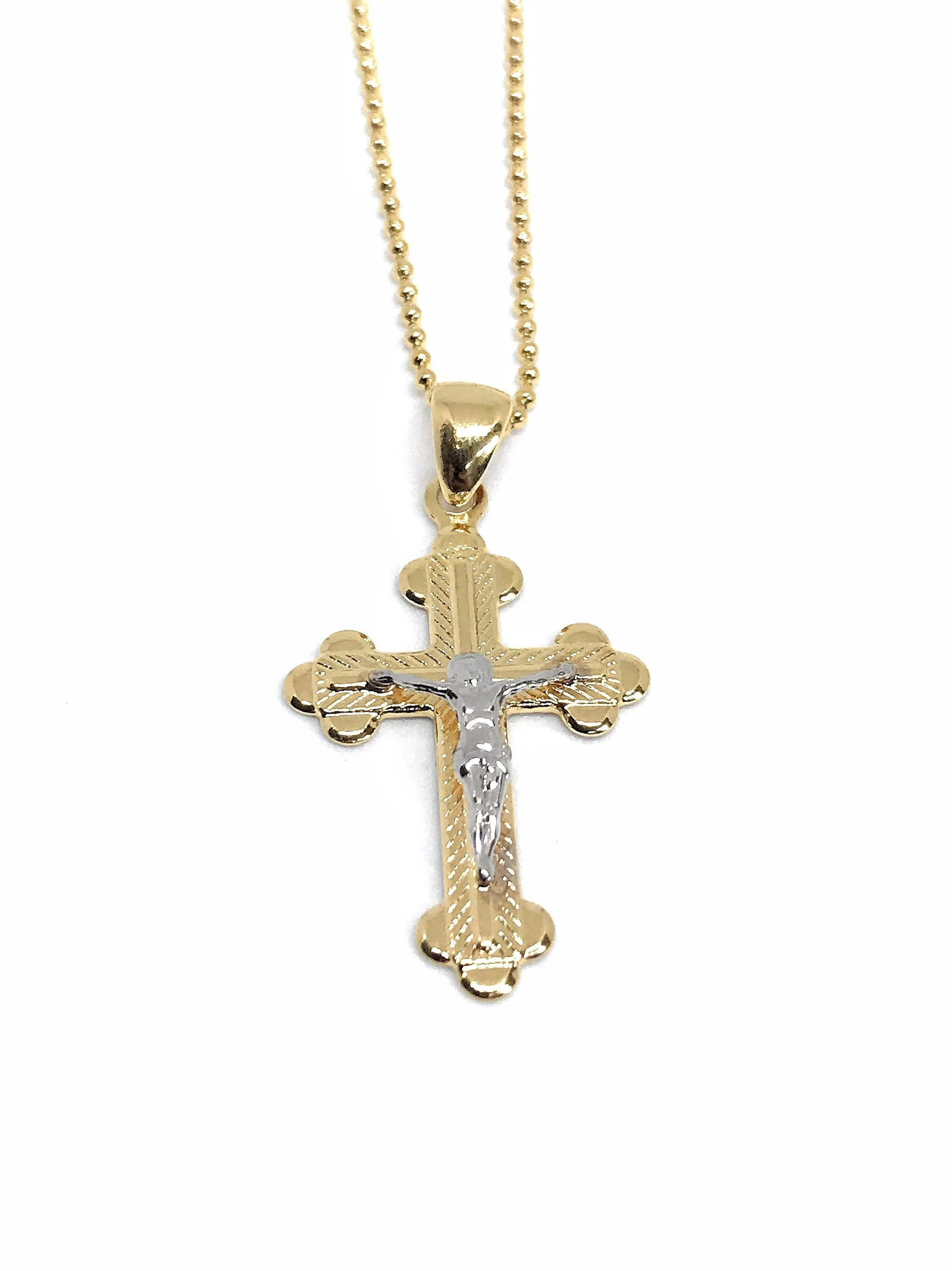 Gold Cross Necklace Gold Plated ball Chain Gold and Silver Plated Jesus pendant crucifix jewelry catholic gift Jesus Charm Wedding Necklace