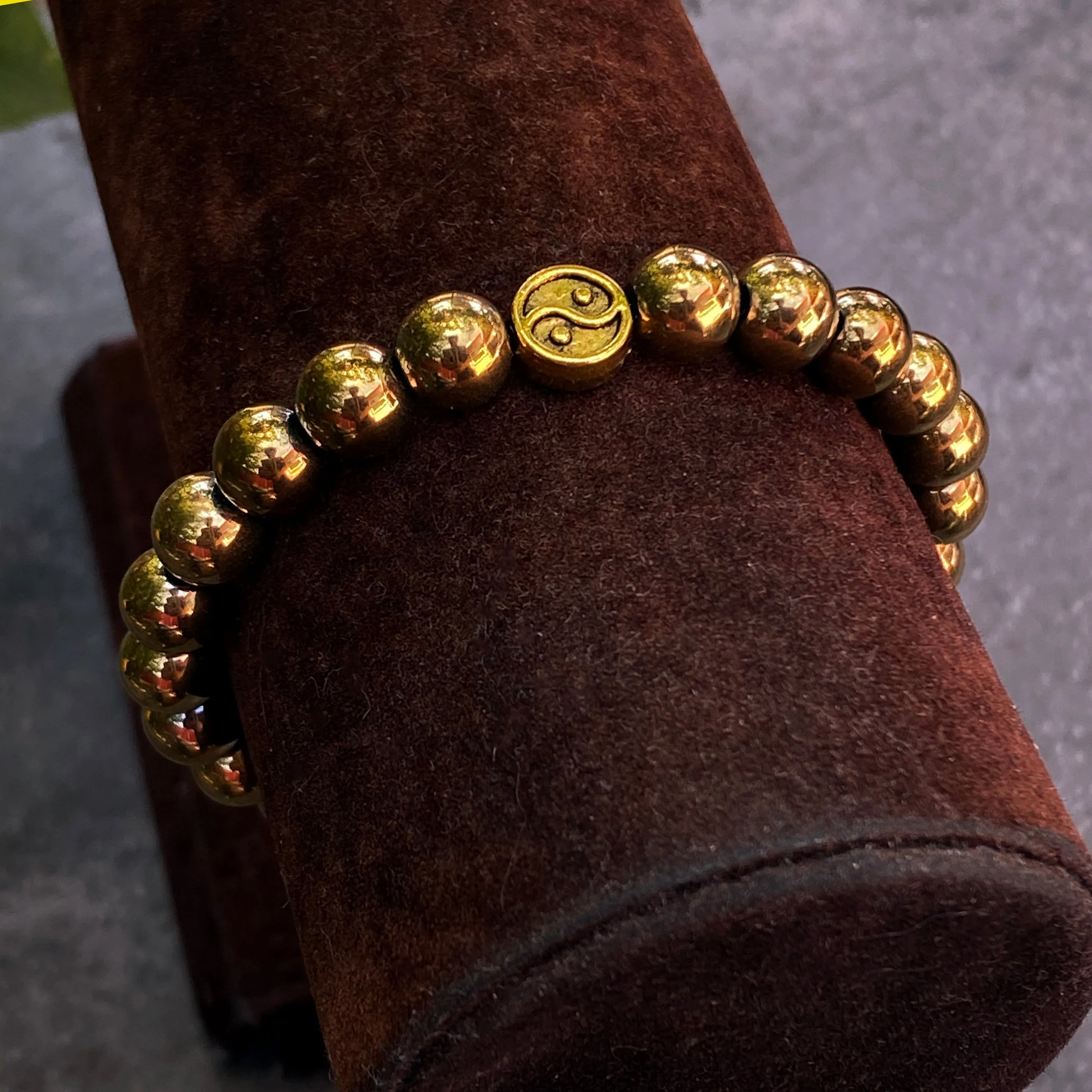 Gold Hematite gemstone Yin Yang Bracelet