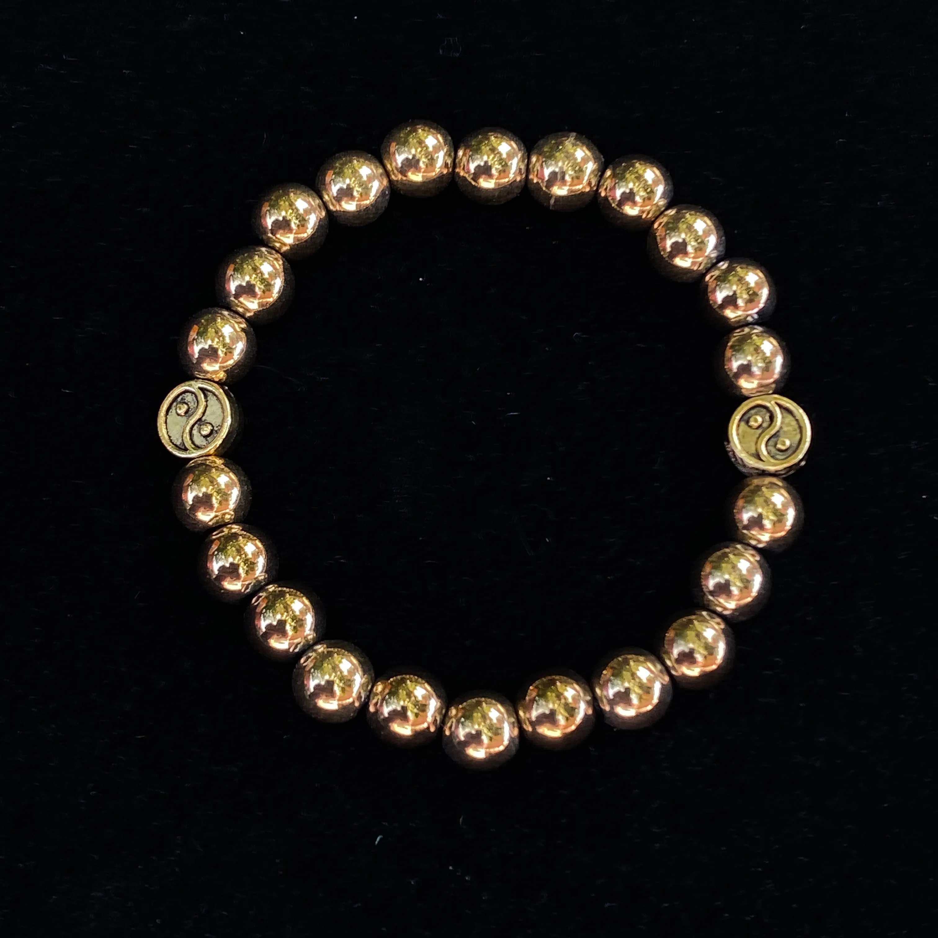 Gold Hematite gemstone Yin Yang Bracelet