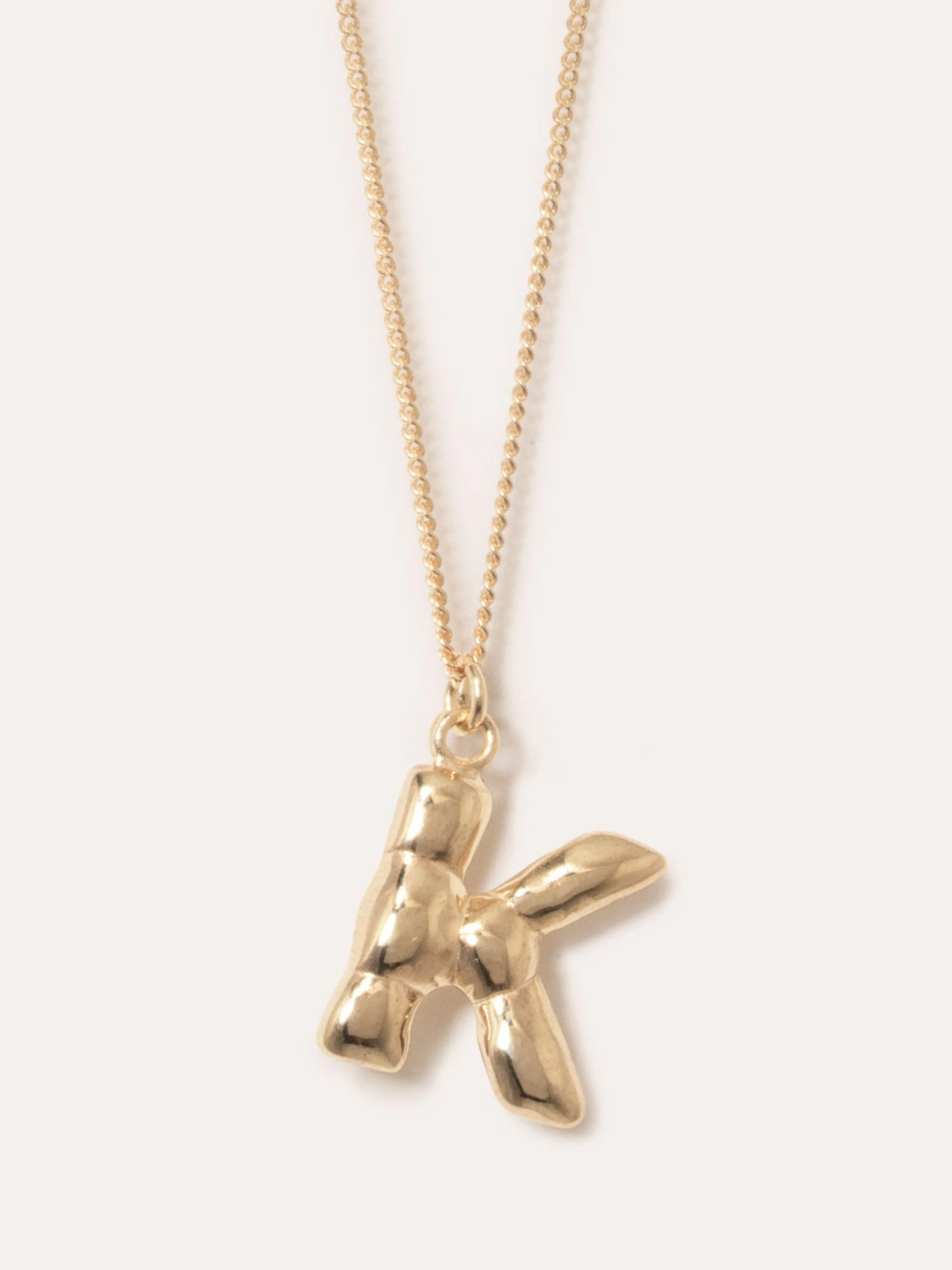 Gold Plated K Pendant with Chain