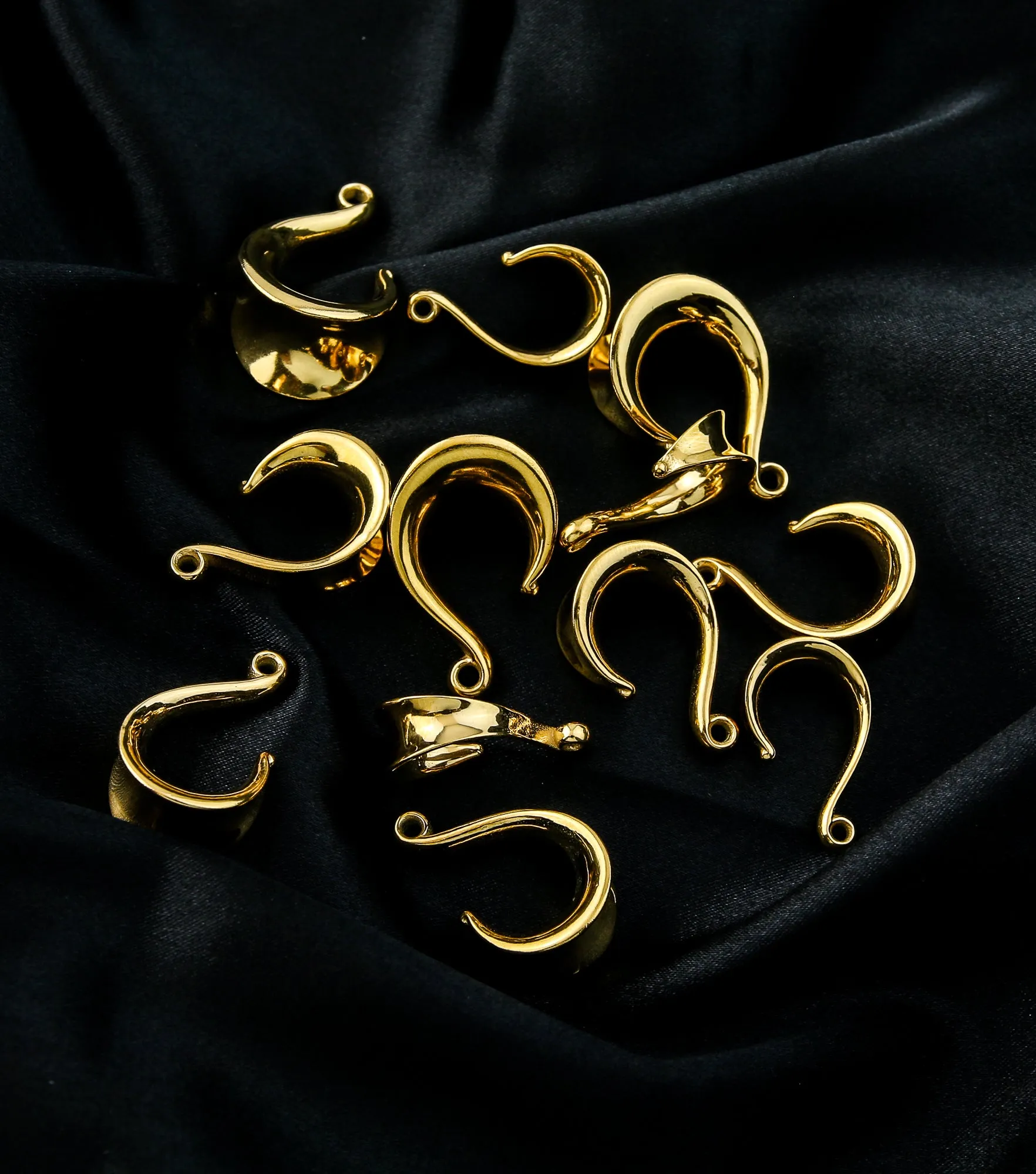 Gold PVD Saddle Hanger Stainless Steel Ear Weights