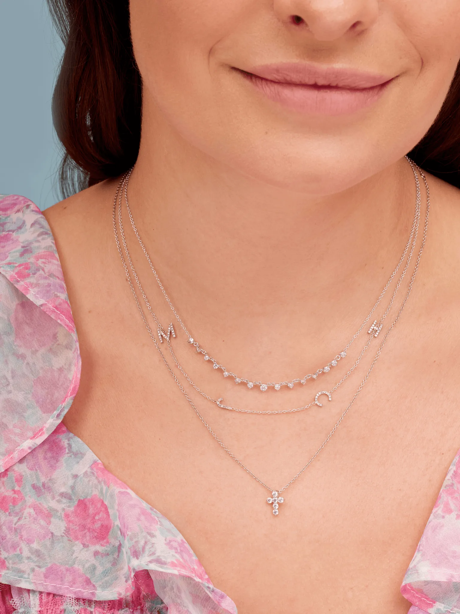 Graduated Diamond Layering Necklace 14K