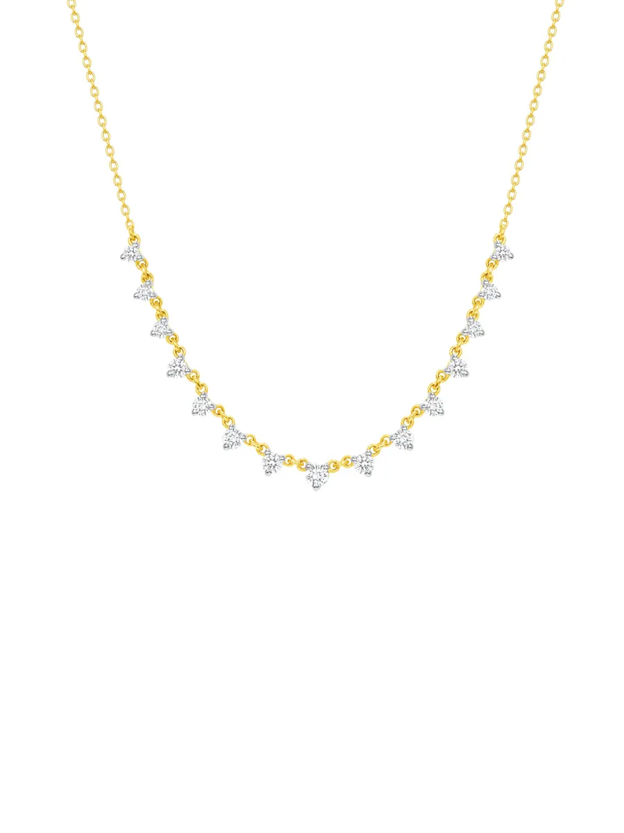 Graduated Diamond Layering Necklace 14K