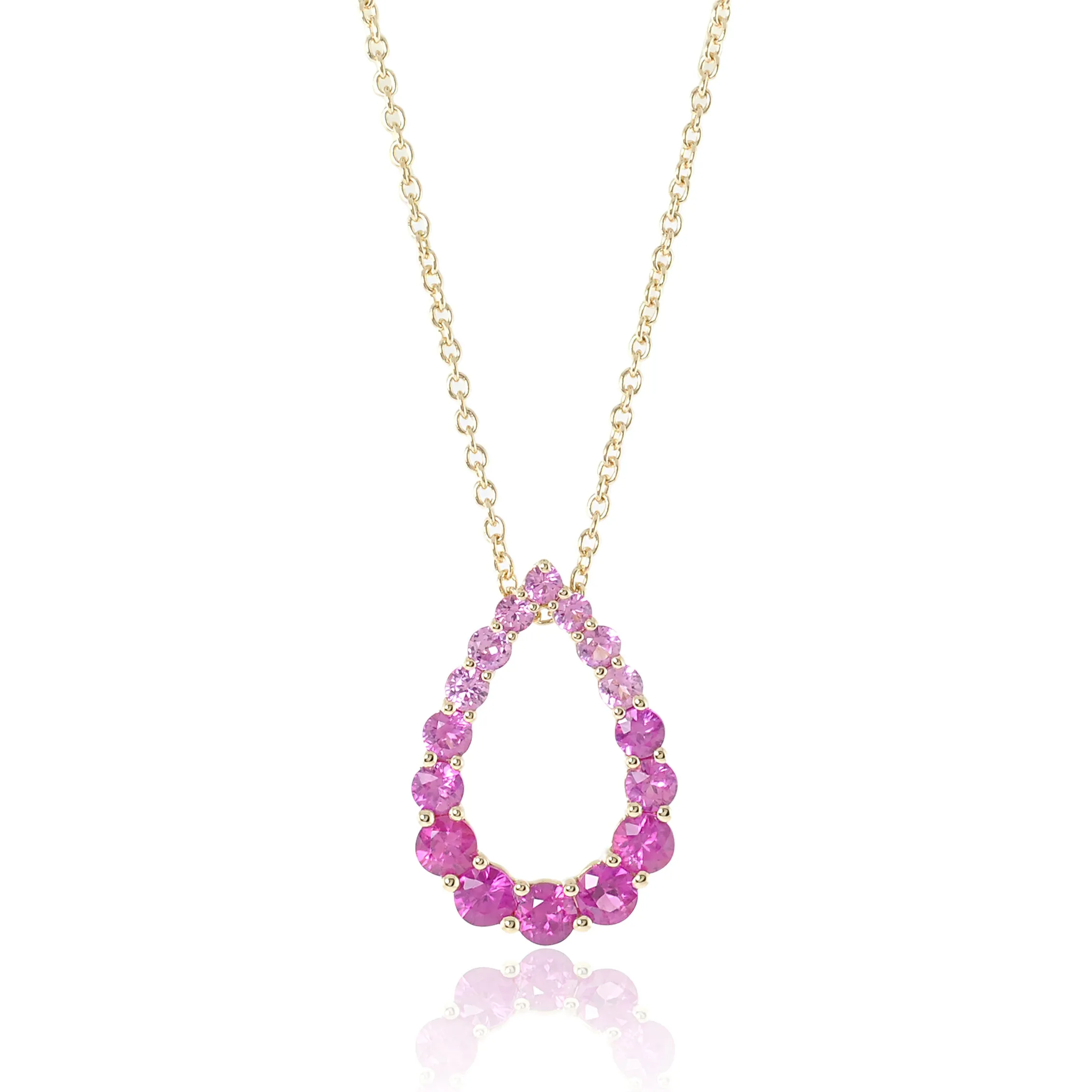 Graduated Pink Sapphire Pendant Necklace