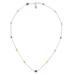 GUCCI 18-INCH STERLING SILVER INTERLOCKING GG MULTI-COLOR ENAMEL NECKLACE