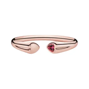 HALF OPEN PINK HEART RING