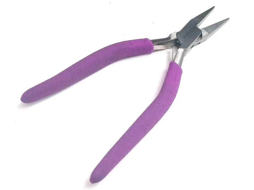 Heavy Duty Narrow 2mm Flat Nose Pliers, Purple Foam Cushion Grips, Beadsmith Brand, #PLW16N