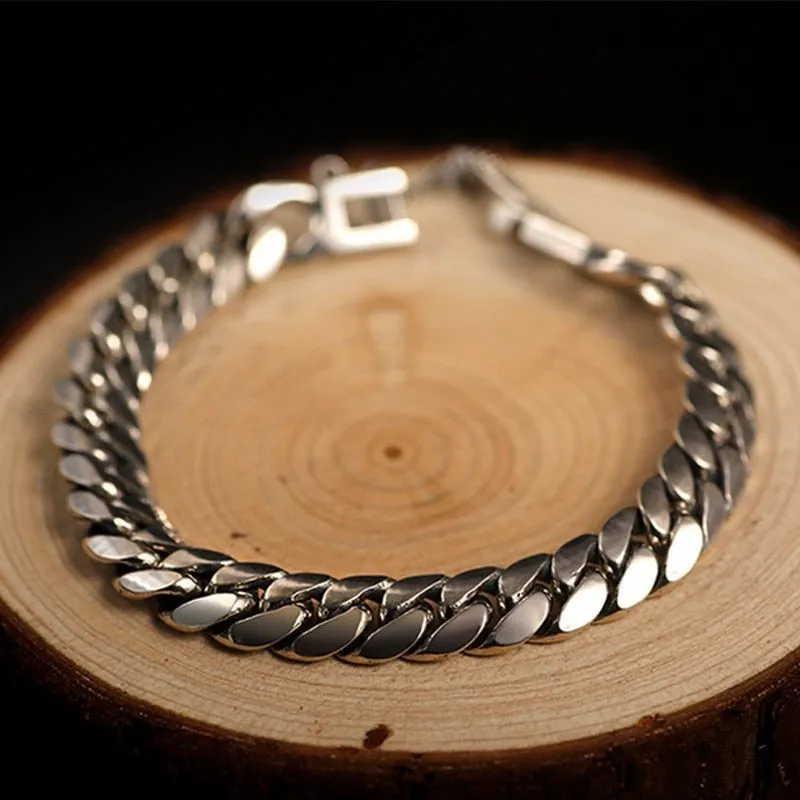 Horse Link Chain 925 Sterling Silver Genuine Bracelet