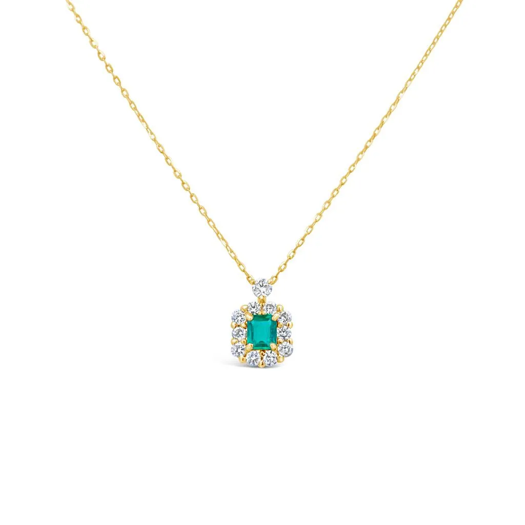 Irisa by Martin Binder Emerald & Diamond Halo Necklace