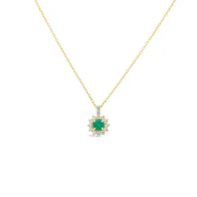 Irisa by Martin Binder Round Emerald & Diamond Halo Necklace