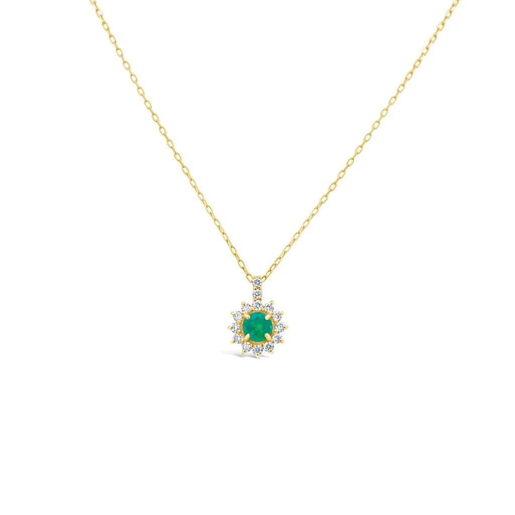 Irisa by Martin Binder Round Emerald & Diamond Halo Necklace