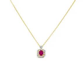 Irisa by Martin Binder Ruby & Diamond Halo Necklace