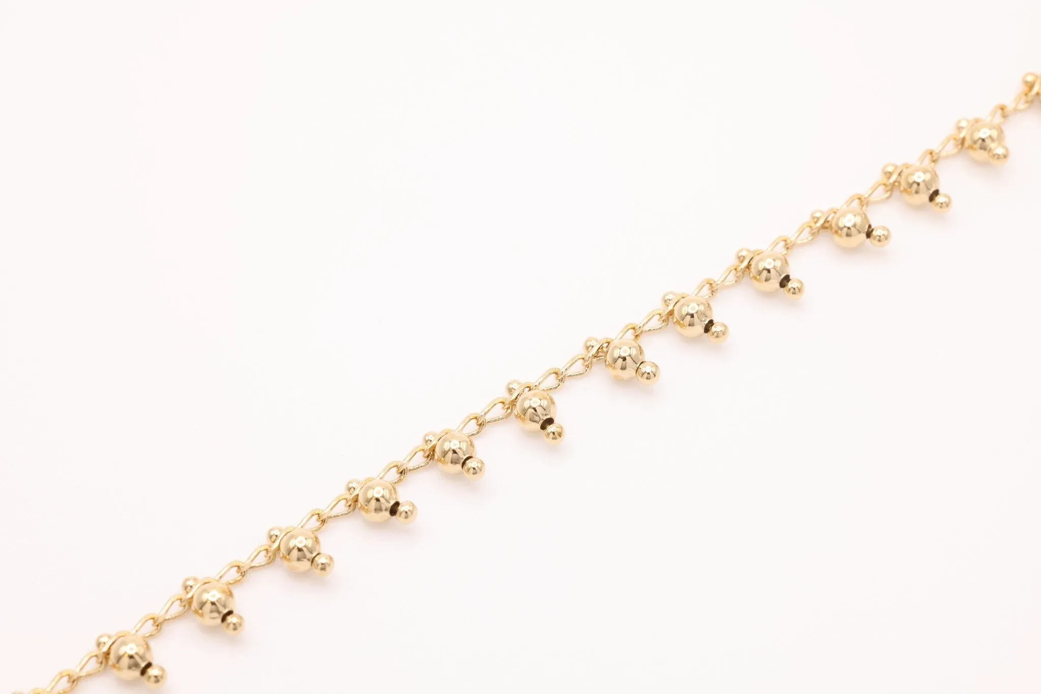 Jessica Bead Dew Drop Chain, 14K Gold Overlay Plating, Wholesale Jewelry Chain