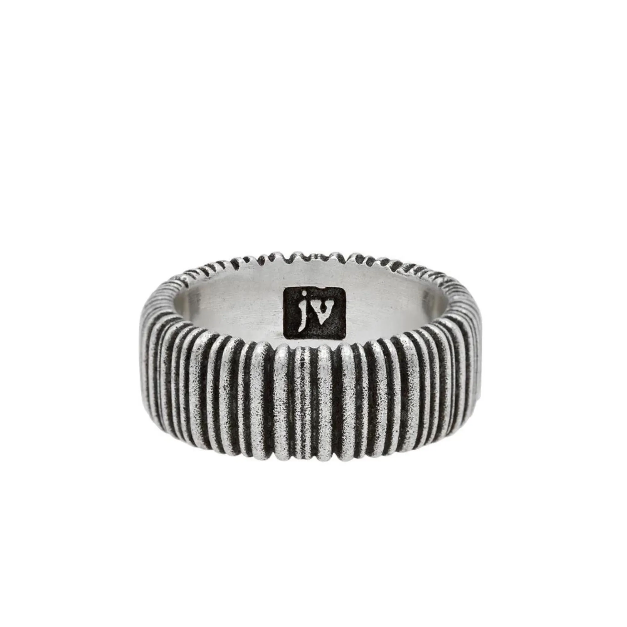 JOHN VARVATOS MEN'S STERLING SILVER WIDE RING WITH WIRE TEXTURE