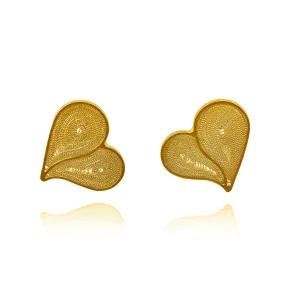 JUDE GOLD HEARTS STUDS EARRINGS FILIGREE