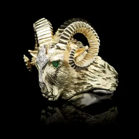 La Triomphe 14K Yellow Gold Estate Ram's Head Ring