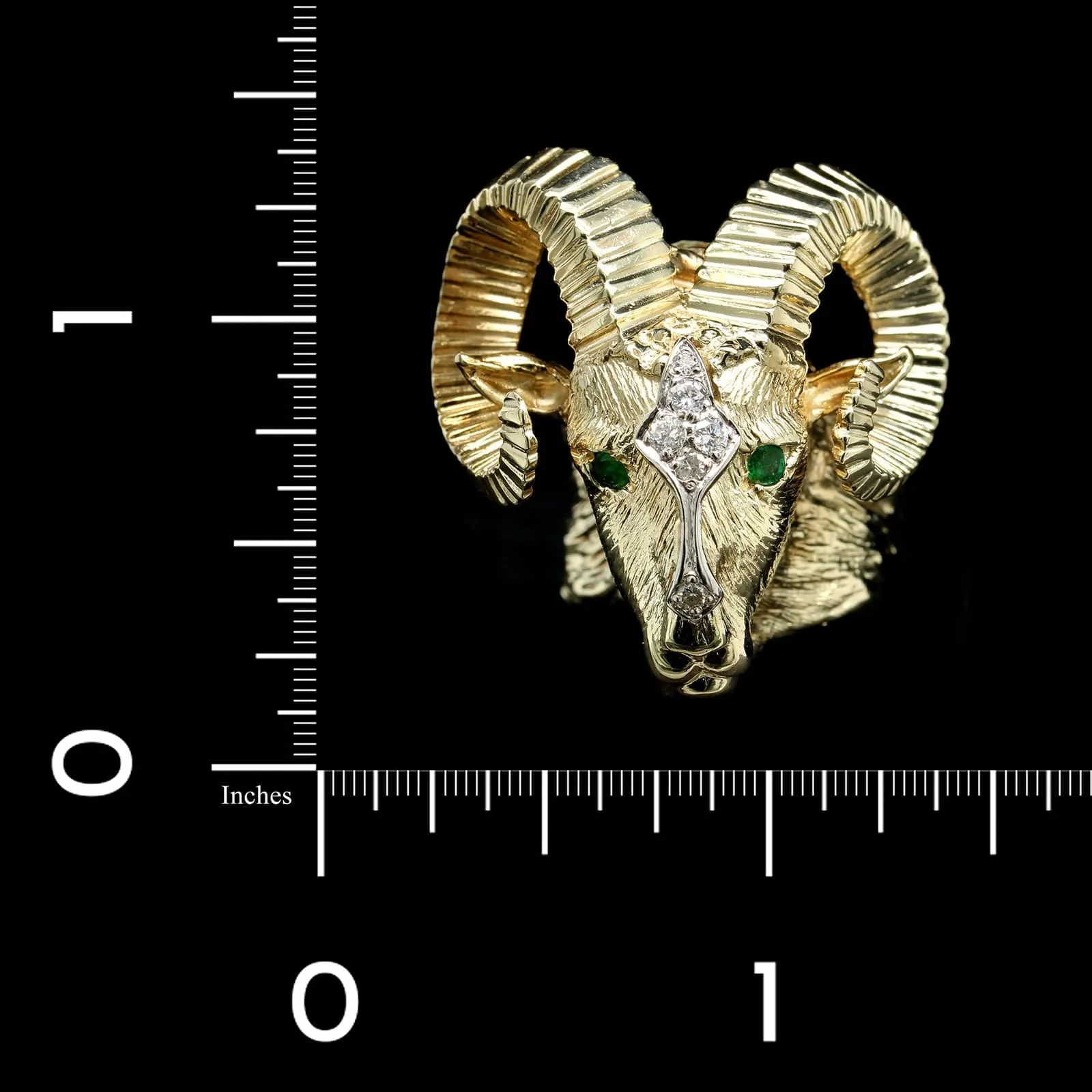 La Triomphe 14K Yellow Gold Estate Ram's Head Ring