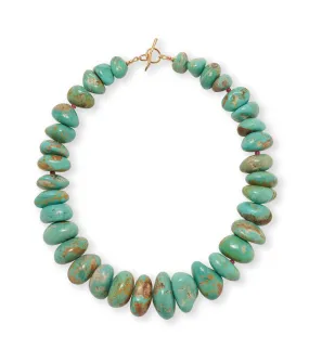 Stunning Graduated Blue Turquoise Necklace with 14k Gold Accents