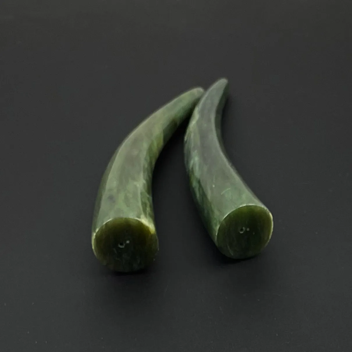 Large Green Jade Tusk Horns - Lucky Amulets