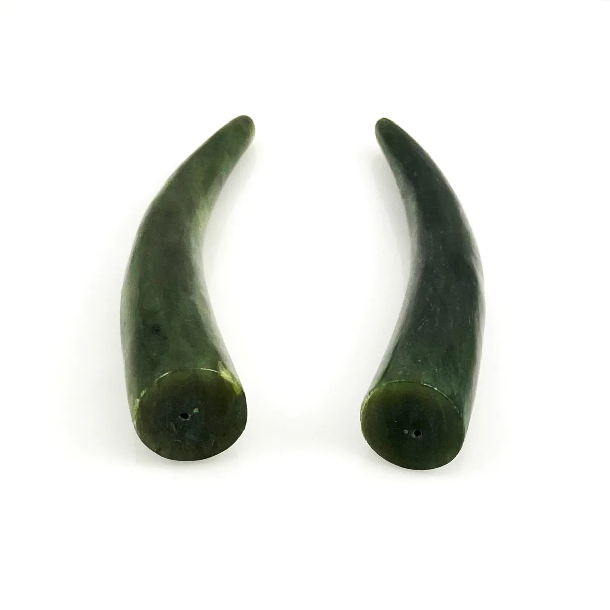 Large Green Jade Tusk Horns - Lucky Amulets