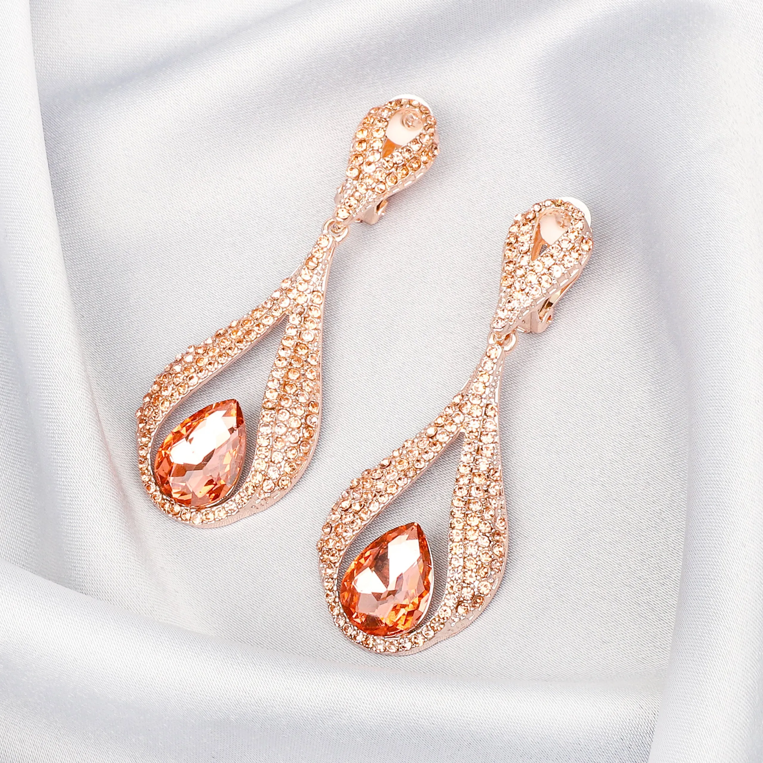 Liliana Infinity Teardrop Rhinestone Clip-On Earrings