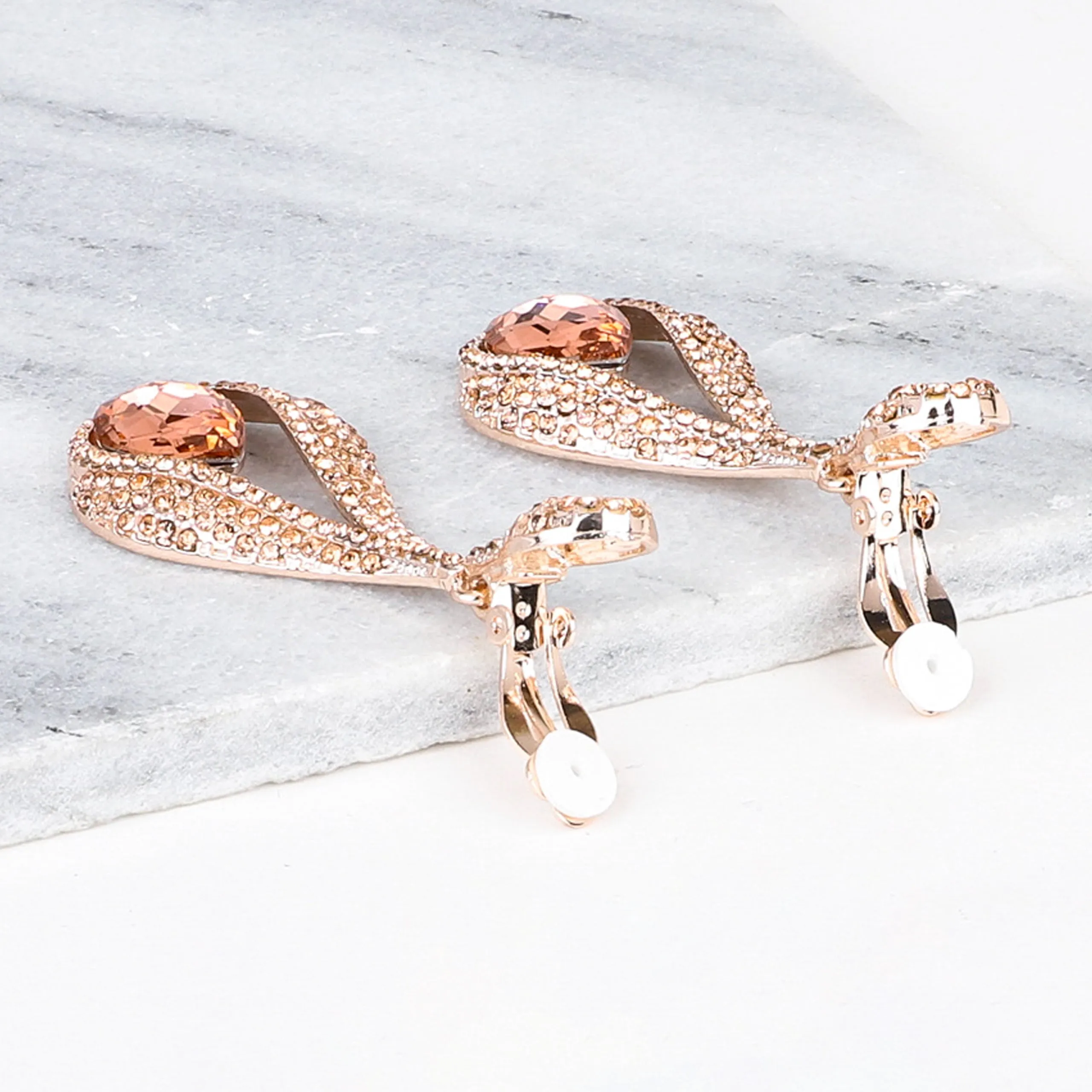 Liliana Infinity Teardrop Rhinestone Clip-On Earrings