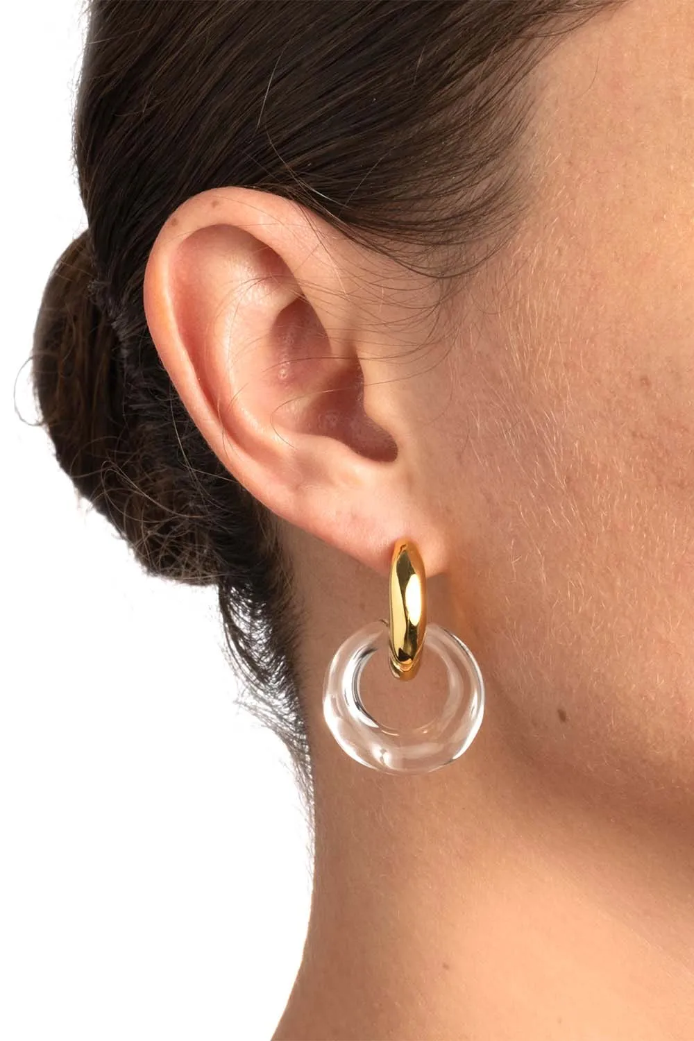 Liquid Lucite Door Knocker Earrings - Clear