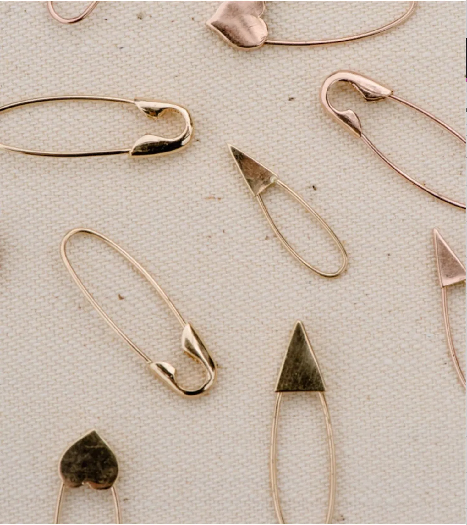 Loren Stewart ::  Triangle Safety Pin Earring, 14K Yellow Gold SINGLE