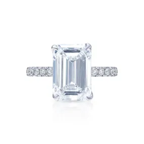 Louise 8 Carat F VS1 Emerald Cut Lab-Grown Diamond Engagement Ring in 18k White Gold. GIA Certified