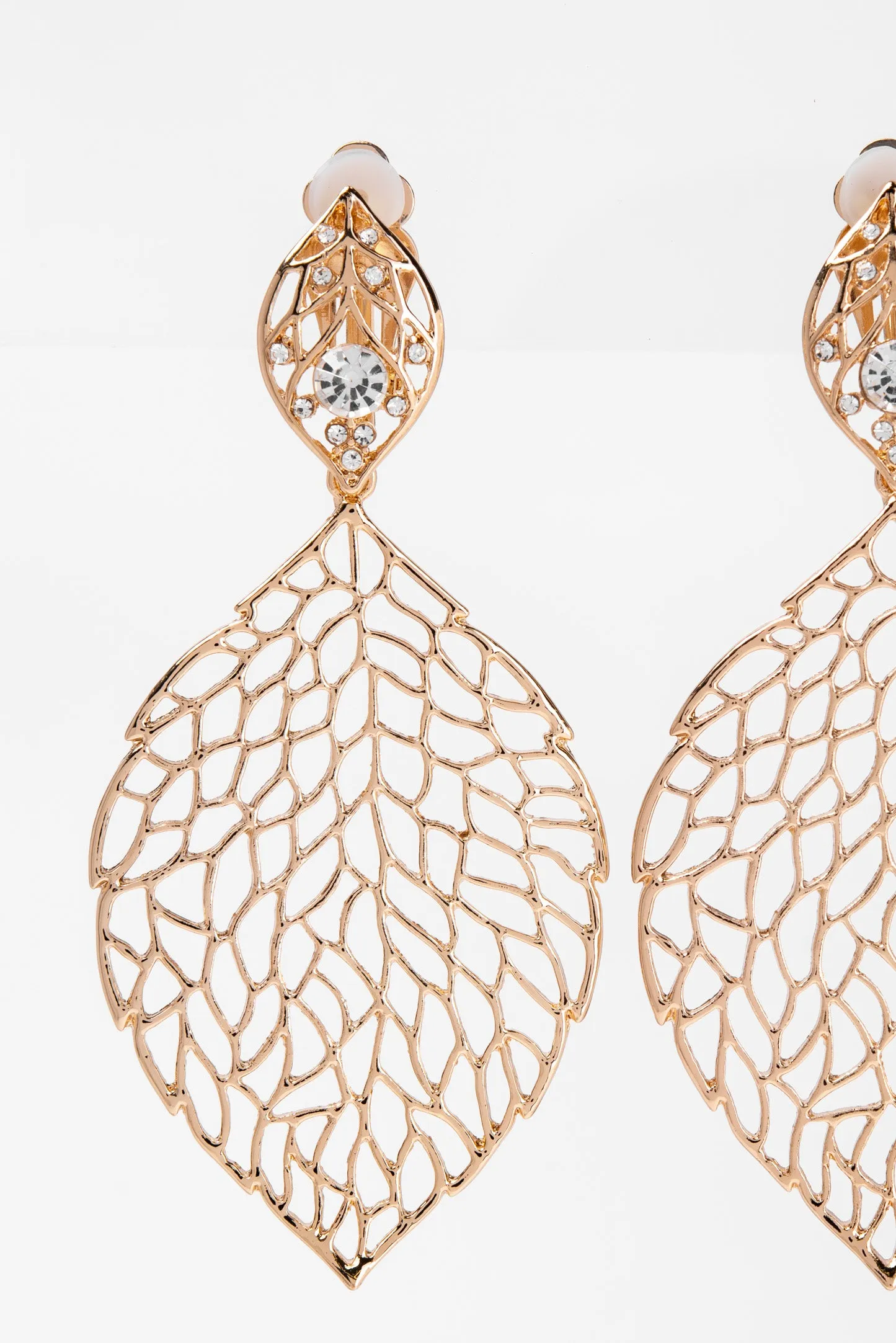 Marissa 2-Tier Filigree Leaf Clip-On Earrings