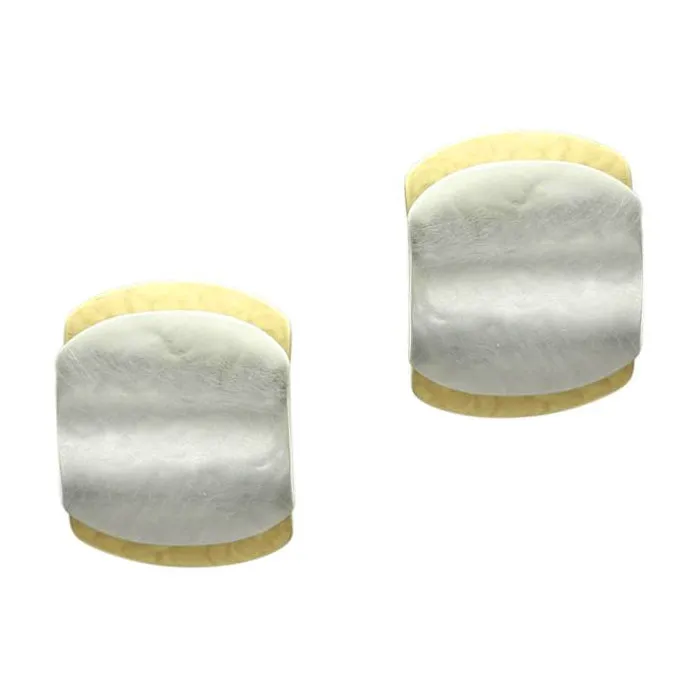 Marjorie Baer Layered Rounded Squares Clip Earrings