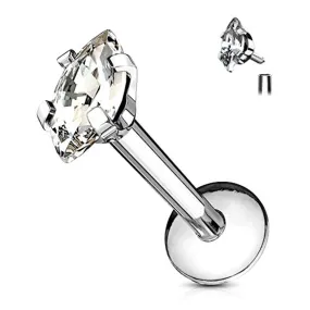 Marquise CZ 316L Internally Threaded WildKlass Labret, Monroe, Cartilage Stud Rings