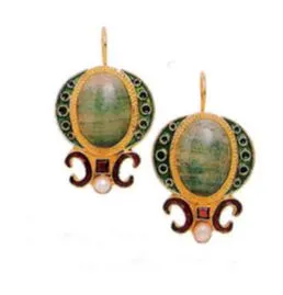 Medici Aventurine Garnet and Pearl Earrings