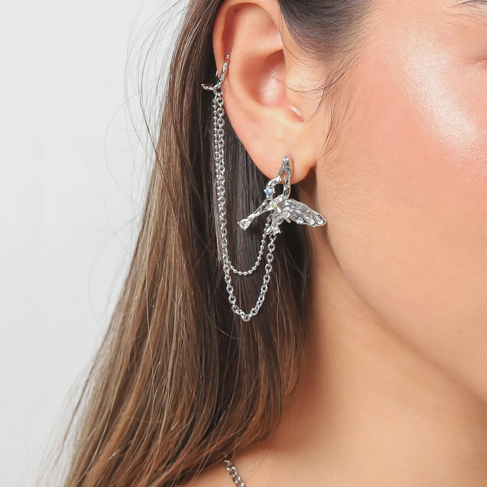 Melting Aurora Butterfly Ear Cuffs