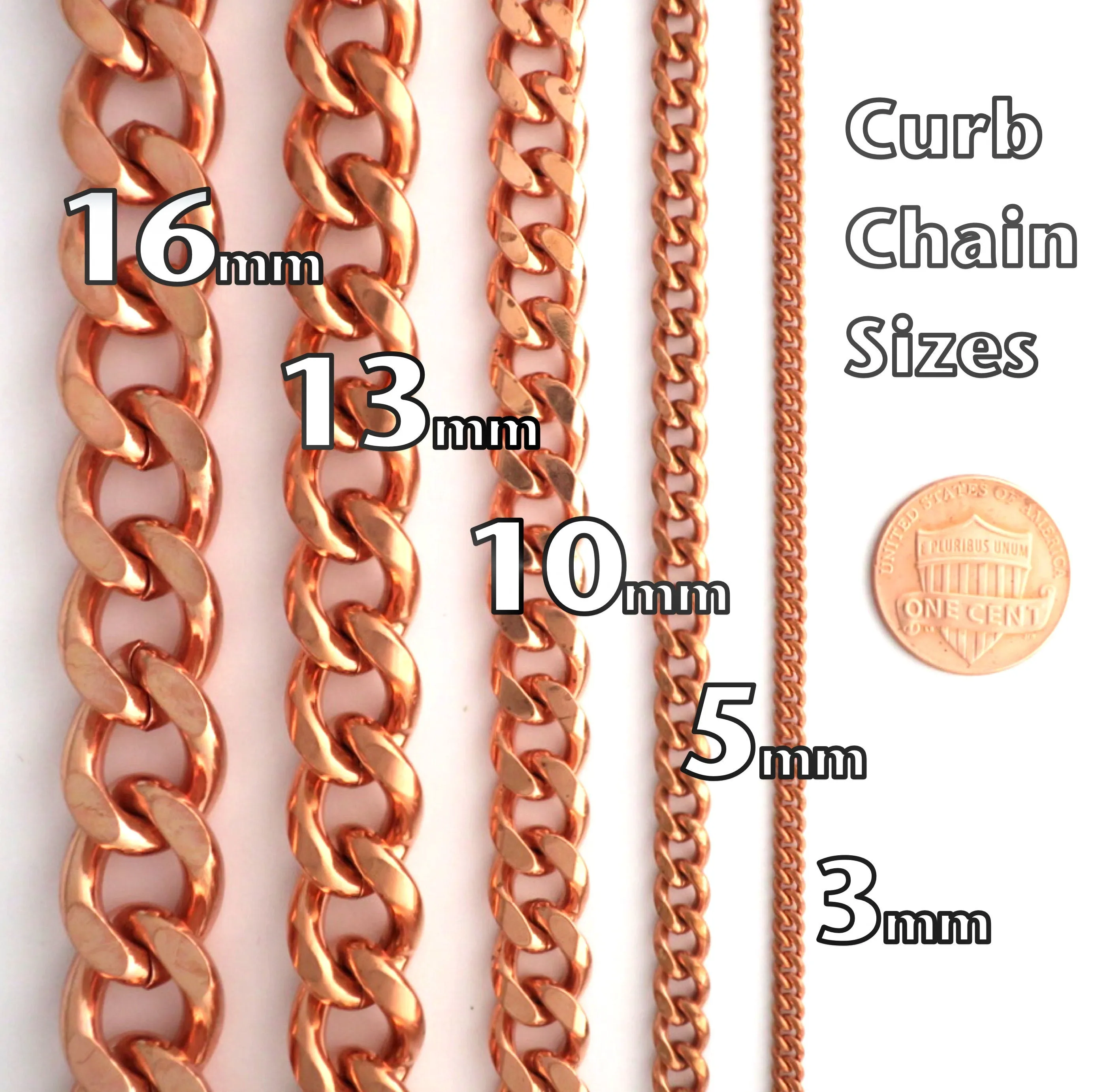 Men's Super Chunky 16mm Copper Cuban Curb Chain Set SET162 Solid Copper 18 Inch Copper Necklace Matching Bracelet Chain