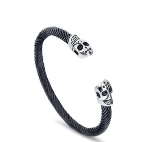 Men’s Two-Tone 316L Stainless Steel Twisted Skull Bracelet