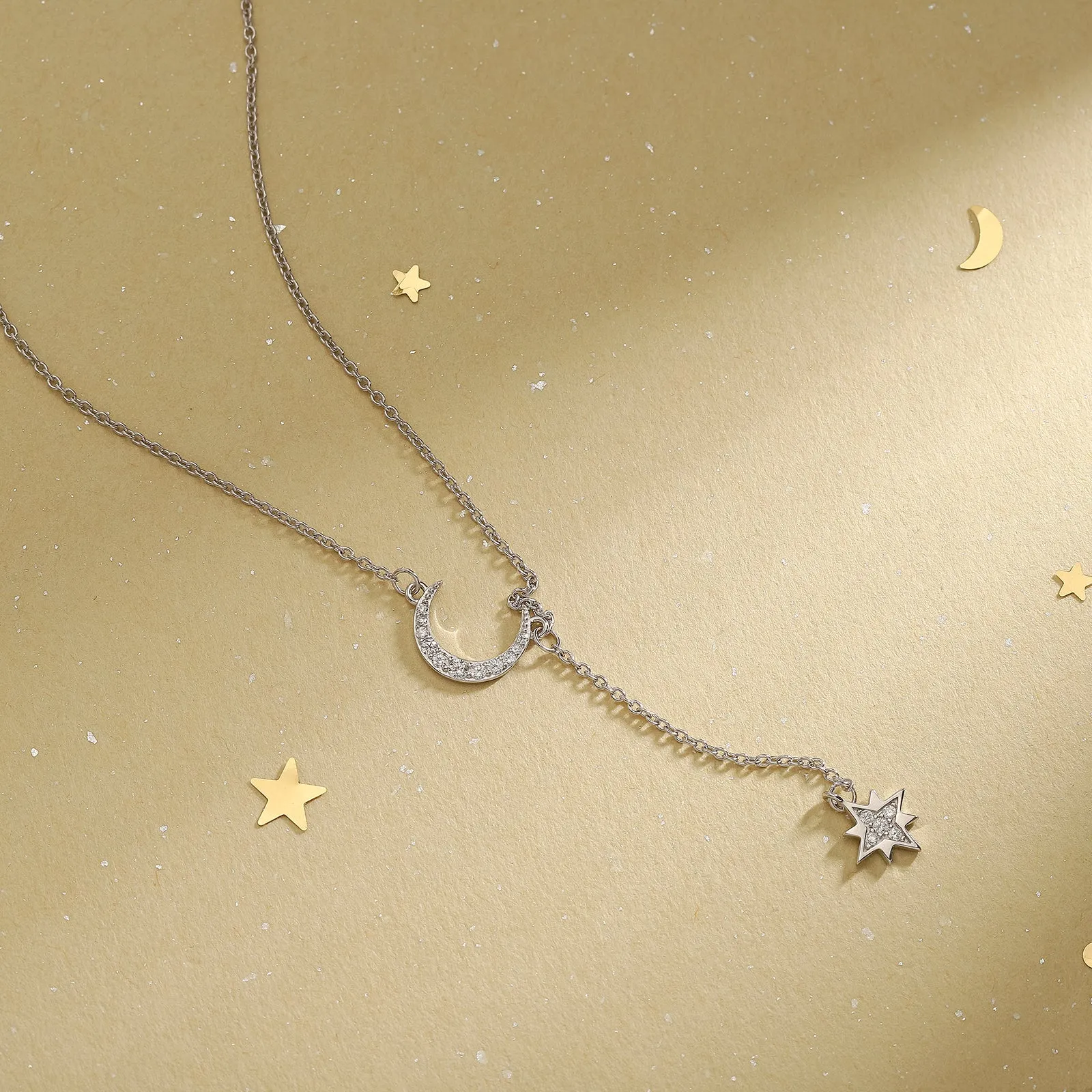 Moon Star Silver Necklace