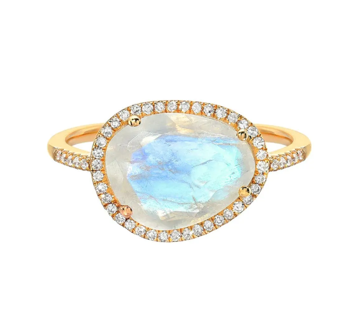 Moonstone and Diamond Ring