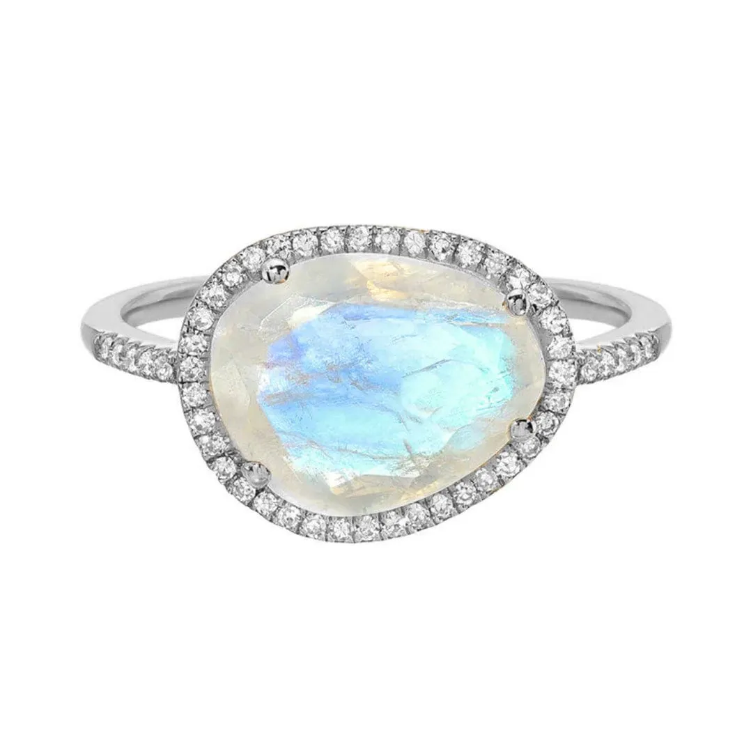 Moonstone and Diamond Ring