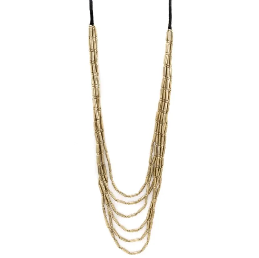 Multi Strand Beaded Necklace -Gold