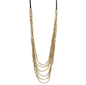 Multi Strand Beaded Necklace -Gold