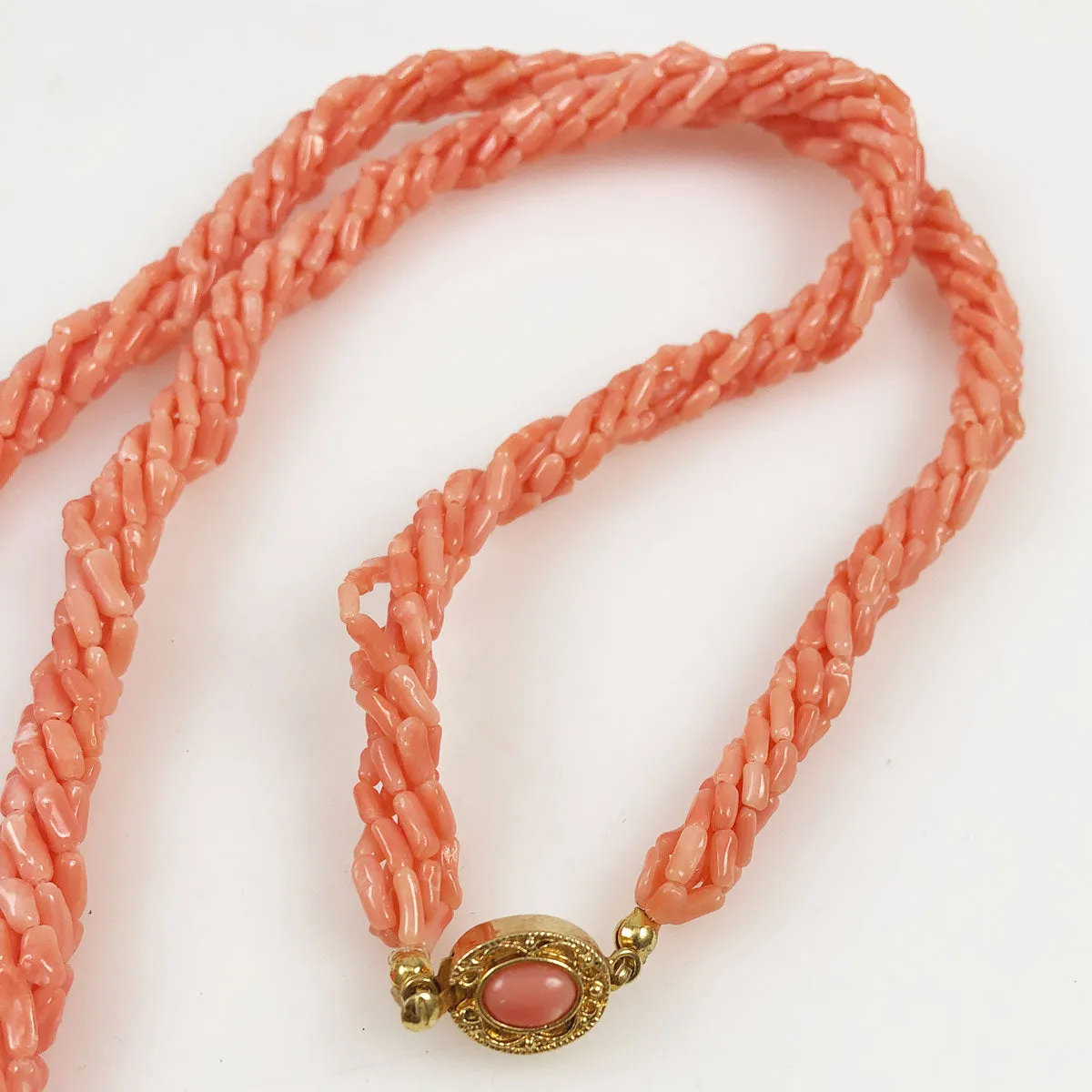 Multi-Strand Salmon Pink Coral Necklace & Bracelet Set