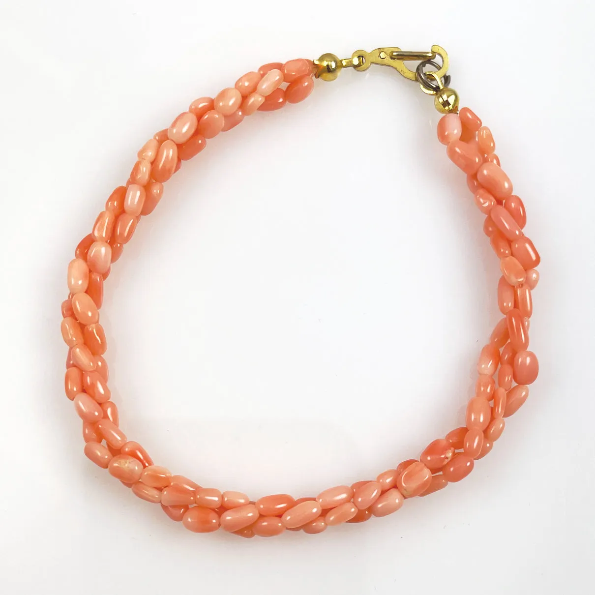 Multi-Strand Salmon Pink Coral Necklace & Bracelet Set