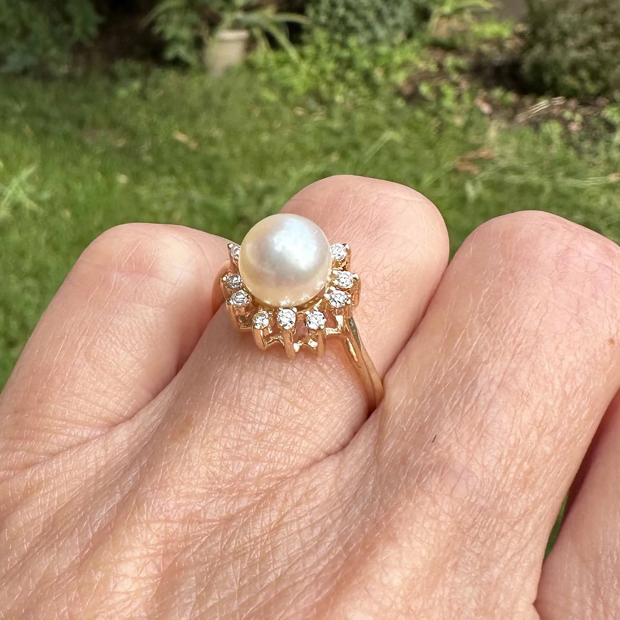 Na Hoku Diamond Halo Akoya Pearl Ring