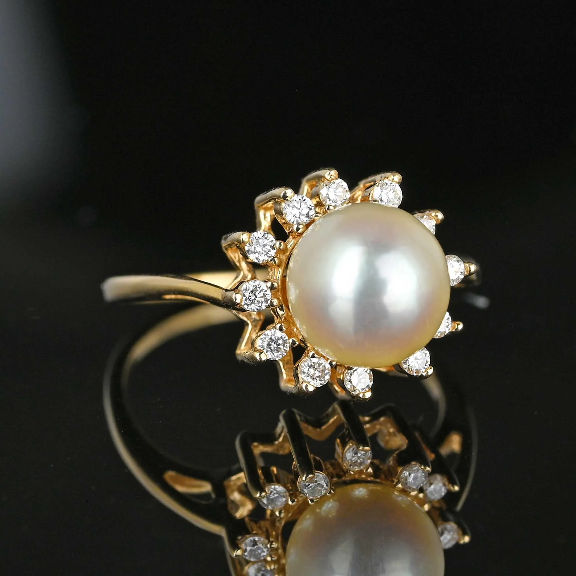 Na Hoku Diamond Halo Akoya Pearl Ring